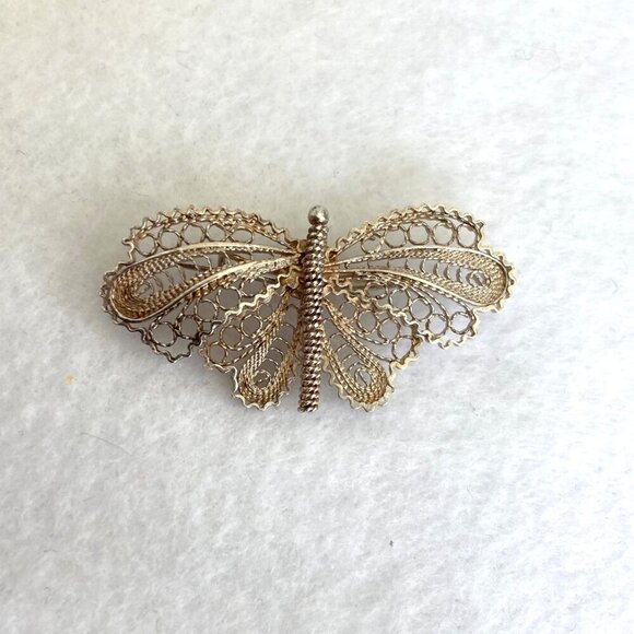 VTG Sterling Silver 950 Dainty Spun Silver Butterfly Brooch Pin - Picture 4 of 13